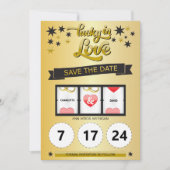 Zwart en Goud Gelukkig Verliefd bewaar de datum Save The Date (Voorkant)