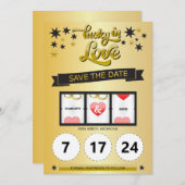 Zwart en Goud Gelukkig Verliefd bewaar de datum Save The Date (Voorkant / Achterkant)