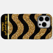 Zwart en goud gemarmerde golven ontwerp Case-Mate iPhone case (Achterkant (horizontaal))