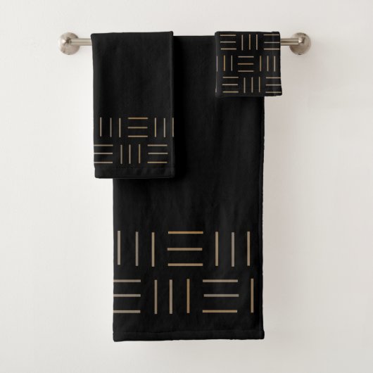 Zwart en goud geometrisch bad handdoek (Insitu)