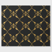 Zwart En Goud Geometrisch Cadeaupapier (Vlak)