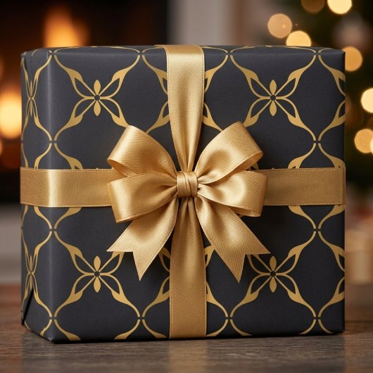 Zwart En Goud Geometrisch Cadeaupapier