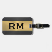 Zwart en goud geometrisch design bagagelabel (Voorkant horizontaal)