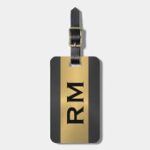 Zwart en goud geometrisch design bagagelabel (Voorkant verticaal)