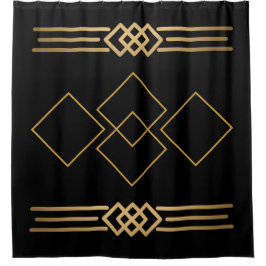 Zwart en goud geometrisch douchegordijn