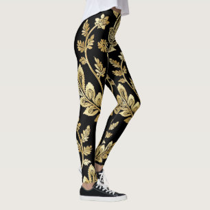 Zwart en goud geometrisch motief leggings