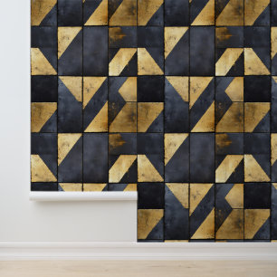 Zwart en goud geometrisch patroon behang