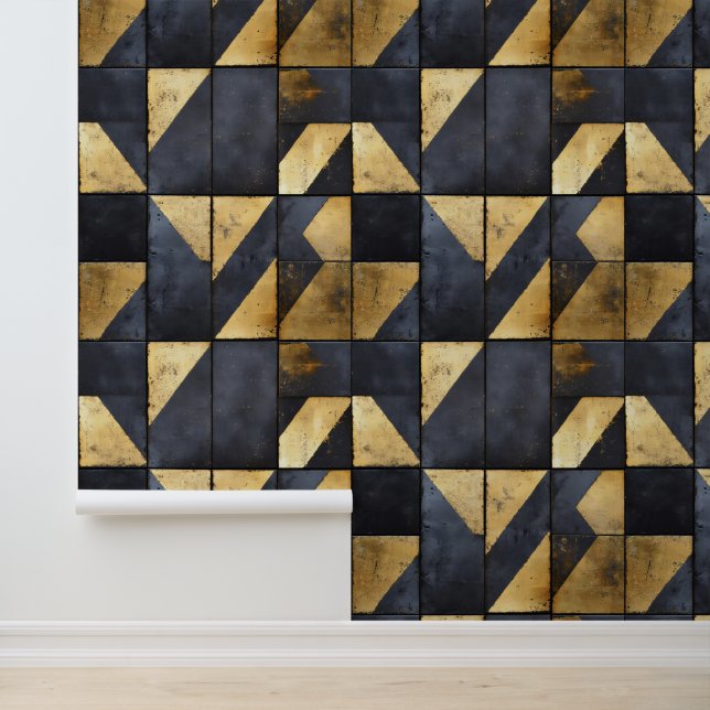 Zwart en goud geometrisch patroon behang (Applicatie)