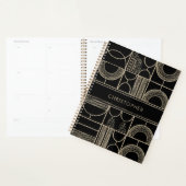 Zwart en goud geometrische aangepaste naam planner (Display)
