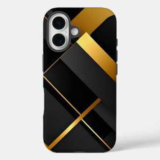 Zwart en goud geometrische kunst iPhone 16 hoesje