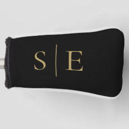Zwart en goud gepersonaliseerd elegant monogram golfheadcover