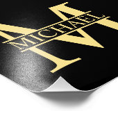 Zwart en goud - Gepersonaliseerd Monogram en naam Foto Afdruk (Hoek)