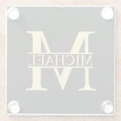 Zwart en goud - Gepersonaliseerd Monogram en naam Glazen Onderzetter (Achterkant)