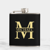 Zwart en goud - Gepersonaliseerd Monogram en naam Heupfles