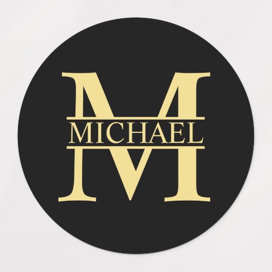 Zwart en goud - Gepersonaliseerd Monogram en naam Labels (Design 1)