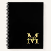 Zwart en goud - Gepersonaliseerd Monogram en naam Notitieboek (Voorkant)