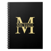 Zwart en goud - Gepersonaliseerd Monogram en naam Notitieboek (Voorkant)