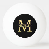 Zwart en goud - Gepersonaliseerd Monogram en naam Pingpongbal (Voorkant)