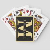 Zwart en goud - Gepersonaliseerd Monogram en naam Pokerkaarten (Achterkant)