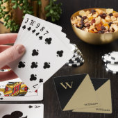 Zwart en goud - Gepersonaliseerd Monogram en naam Pokerkaarten (Insitu)