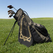 Zwart en Goud Gepersonaliseerd Monogram | Geometri Golfhanddoek (Groen)