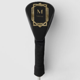 Zwart en Goud Gepersonaliseerd Monogram | Geometri Golfheadcover