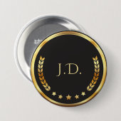 Zwart en goud gepersonaliseerd monogram ronde button 7,6 cm (Voorkant /achterkant)