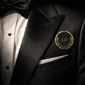 Zwart en goud gepersonaliseerd monogram ronde button 7,6 cm