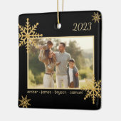 Zwart en Goud Gepersonaliseerd Ornament met Afbeel (Links)