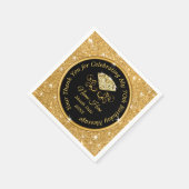 Zwart en goud gepersonaliseerde 70e verjaardag ser servet (Hoek)