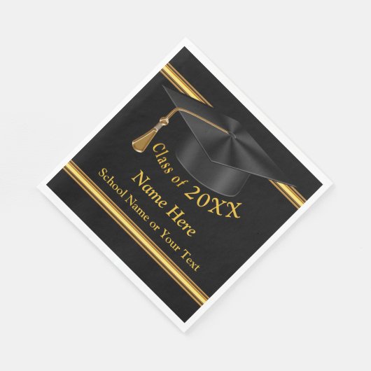 Zwart en goud gepersonaliseerde Afstuderen servett Servetten (Hoek)