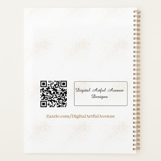 Zwart en Goud Gepersonaliseerde Bloemen Glitter Planner (Achterkant)