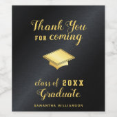 Zwart en goud gepersonaliseerde dank u Afstuderen Wijn Etiket (Enkel label)