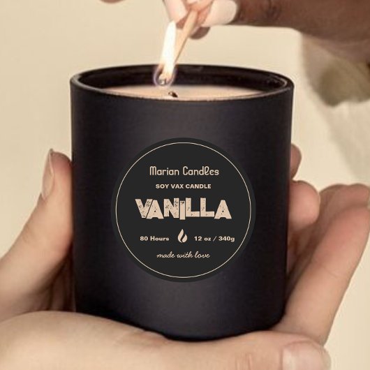 Zwart en goud gepersonaliseerde kaars label