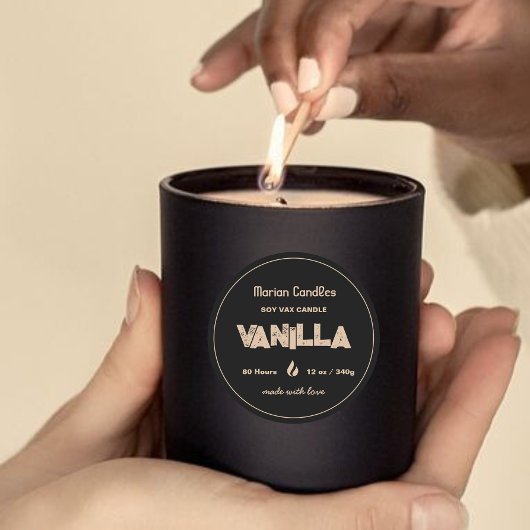 Zwart en goud gepersonaliseerde kaars label