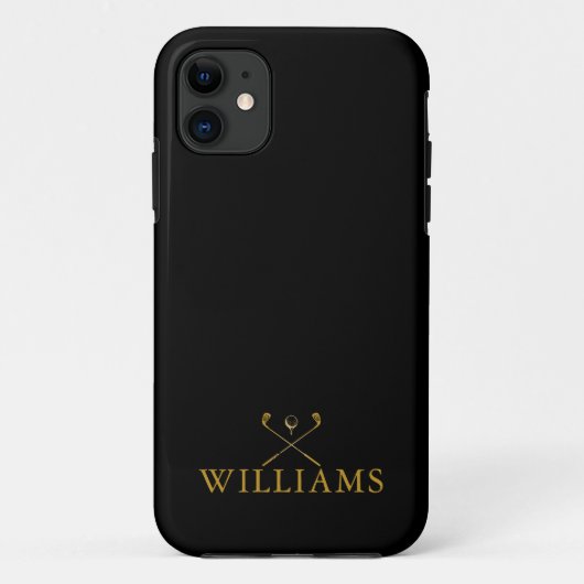 Zwart en goud gepersonaliseerde naam golfclubs Case-Mate iPhone case (Achterkant)
