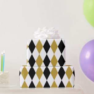 Zwart en goud geruit cadeaupapier