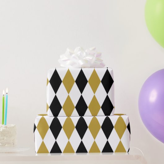 Zwart en goud geruit  cadeaupapier (Feestgeschenken)