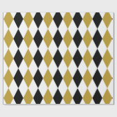 Zwart en goud geruit  cadeaupapier (Vlak)