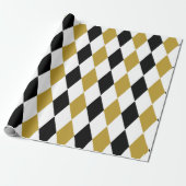 Zwart en goud geruit  cadeaupapier (Uitgerold)