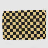 Zwart en goud geruit golfhanddoek (Horizontaal)