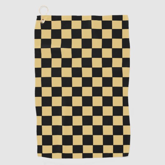 Zwart en goud geruit golfhanddoek (Voorkant)