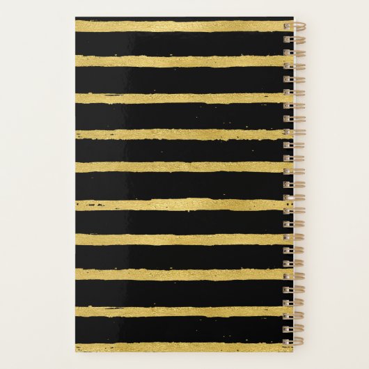 Zwart en Goud Gestreept Monogram Planner (Achterkant)