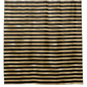 Zwart en goud gestreepte badkamer douchegordijn (Voorkant)