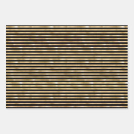 Zwart en goud gestreepte bruiloft verjaardag inpakpapier vel