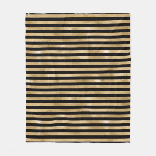 Zwart en goud gestreepte fleece deken (Voorkant)