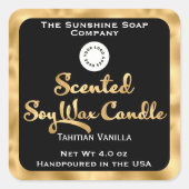 Zwart en goud geurende soja wax kaars label w logo (Voorkant)
