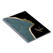 Zwart en Goud Gezicht Monogram Naam Notitieboek (Rechterzijde)