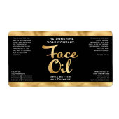 Zwart en Goud Gezicht Olie Fles Label (Voorkant)