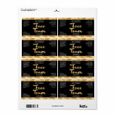 Zwart en Goud Gezicht Toner Fles Label (Full Sheet)